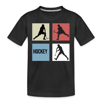 field hockey retro vintage 7m hockey player - Kids' Premium Organic T-Shirt - black - Front