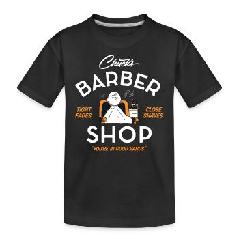 Peanuts Charlie Brown Barber Shop - Kids' Premium Organic T-Shirt - black - Front