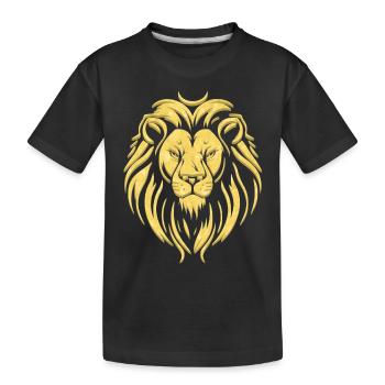 Goldener Löwe | Lion Head Gold - Kinder Premium Bio T-Shirt - Schwarz - Vorne