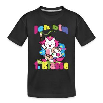 Kindergarten Einschulung 1. Schultag Schulanfang - Kinder Premium Bio T-Shirt - Schwarz - Vorne