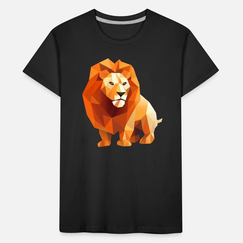 Conception de logo Lion Head Low Poly T-shirt bio Premium Enfant