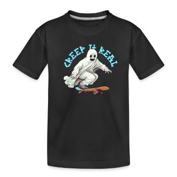 Drôle de fantôme de skateboard avec jeu de mots d’Halloween - T-shirt bio Premium Enfant - noir - Devant