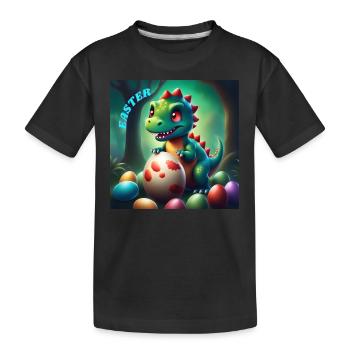 Cute Dinosaur Red Eyes Easter - Kids' Premium Organic T-Shirt - black - Front