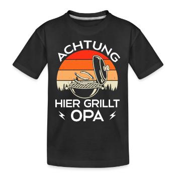 Grillen Grillmeister Opa Grill Geschenkidee - Kinder Premium Bio T-Shirt - Schwarz - Vorne