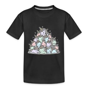 Einhhorn Haufen Lustig - Kinder Premium Bio T-Shirt - Schwarz - Vorne