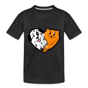 Hund und Katze Freundschaft - Kinder Premium Bio T-Shirt - Schwarz - Vorne