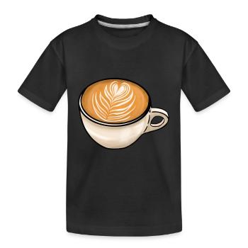 Kaffee Cappuccino Farn - Kinder Premium Bio T-Shirt - Schwarz - Vorne