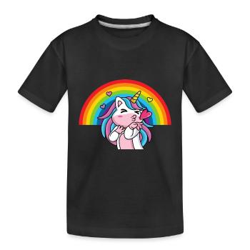 Licorne arc-en-ciel - T-shirt bio Premium Enfant - noir - Devant