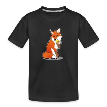 Renard avec un cadeau de dessin animé d'été cartoon crème glacée - T-shirt bio Premium Enfant - noir - Devant