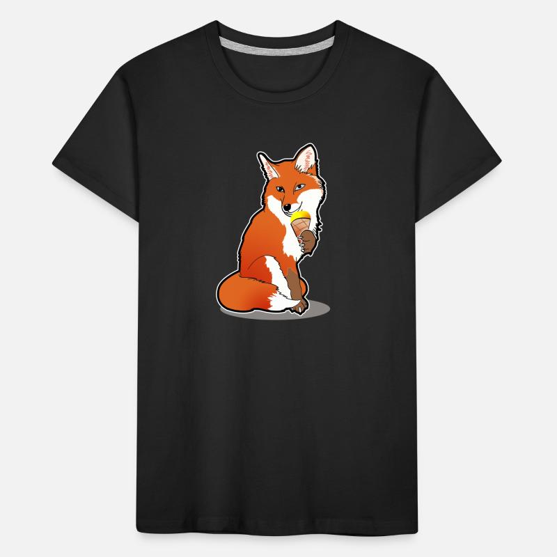 Fuchs mit Eis Comic Sommer Cartoon Geschenk Kinder Premium Bio T-Shirt