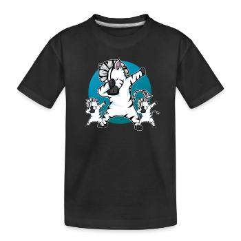 Dabbing Zebra Lustig Dab Tanz Geschenk Geburtstag - Kinder Premium Bio T-Shirt - Schwarz - Vorne