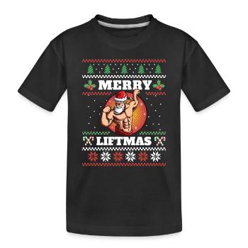 Lifting Christmas Motif - Kids' Premium Organic T-Shirt - black - Front