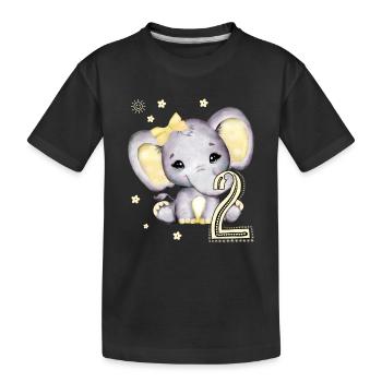 Kids 2nd Birthday Elephant Girl - Kids' Premium Organic T-Shirt - black - Front