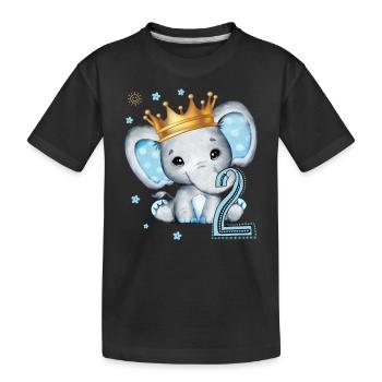 Kids 2nd Birthday Elephant Boy - Kids' Premium Organic T-Shirt - black - Front