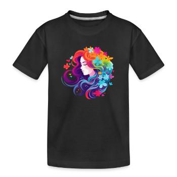 Flowers Girl Rainbow - Kids' Premium Organic T-Shirt - black - Front