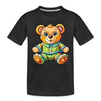 Teddy im Schlafanzug - Kinder Premium Bio T-Shirt - Schwarz - Vorne