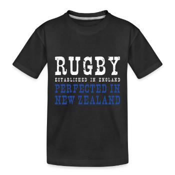 Rugby Perfected In New Zealand Rugby - Kinder Premium Bio T-Shirt - Schwarz - Vorne