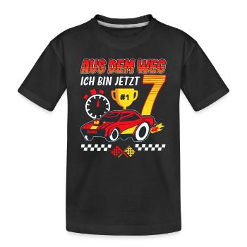 7. Geburtstag Rennwagen 7 Jahre alt Rennfahrer - Kinder Premium Bio T-Shirt - Schwarz - Vorne