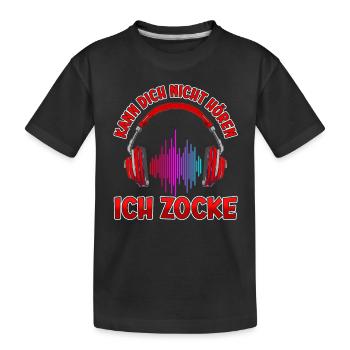 Kann Dich Nicht Hören Zocken Zocker Gamer - Kinder Premium Bio T-Shirt - Schwarz - Vorne