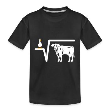 Ente Wurzel aus Kuh - Mathe Geschenk - Kinder Premium Bio T-Shirt - Schwarz - Vorne