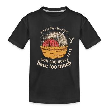 Yarn Is Like Chocolate Knitting - Kinder Premium Bio T-Shirt - Schwarz - Vorne