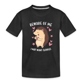 Hedgie Beware Of My Hedgehog - Kids' Premium Organic T-Shirt - black - Front