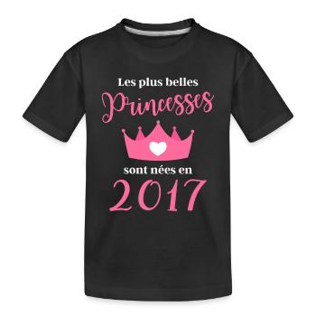 née en 2017 cadeau anniversaire fille 5 ans - T-shirt bio Premium Enfant - noir - Devant