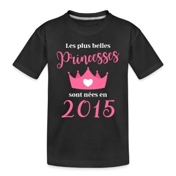 née en 2015 cadeau anniversaire fille 7 ans - T-shirt bio Premium Enfant - noir - Devant