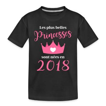 née en 2018 cadeau anniversaire fille 4 ans - T-shirt bio Premium Enfant - noir - Devant