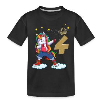Anniversaire Fille Princesse Licorne 4 ans - T-shirt bio Premium Enfant - noir - Devant