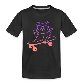 Skateboarder Cat Skating Skateboard - Kids' Premium Organic T-Shirt - black - Front
