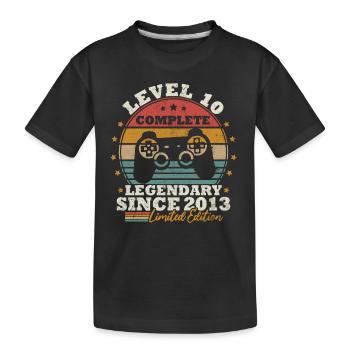 Level 10 freigeschaltet - Kinder Premium Bio T-Shirt - Schwarz - Vorne