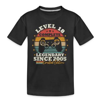 Level 18 freigeschaltet - Kinder Premium Bio T-Shirt - Schwarz - Vorne