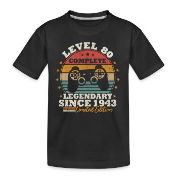 Level 80 freigeschaltet - Kinder Premium Bio T-Shirt - Schwarz - Vorne