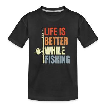 Fishing Vintage - Kids' Premium Organic T-Shirt - black - Front