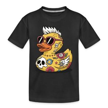 Ente Gummi Ente Punk Heavy Metal Tier Vogel - Kinder Premium Bio T-Shirt - Schwarz - Vorne
