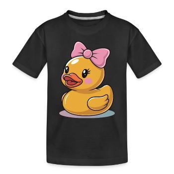 Mignon canard en caoutchouc canard animal oiseau Coquette arc - T-shirt bio Premium Enfant - noir - Devant