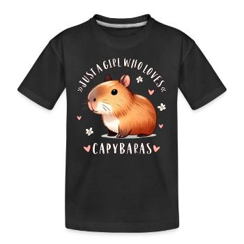 Capybaras Just A Girl Who Loves Capybaras - Kinder Premium Bio T-Shirt - Schwarz - Vorne