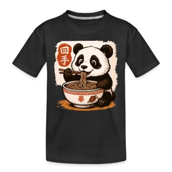 Mignon Panda Mangeant Des Nouilles Illustration De La Cuisine Asiatique - T-shirt bio Premium Enfant - noir - Devant