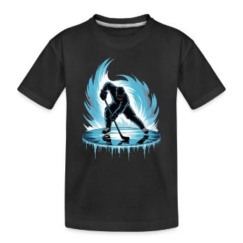 Cool Hockey Player Skating Skater Stick Puck - Kids' Premium Organic T-Shirt - black - Front