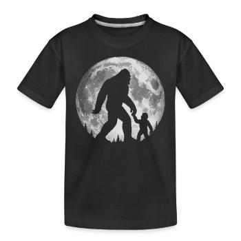 Bigfoot Sasquatch Moon Mysterious Creature Night - Kids' Premium Organic T-Shirt - black - Front
