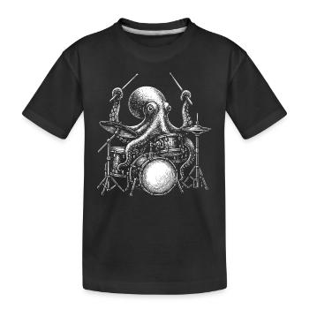 Batteur Octopus Batterie Musicien Percussion - T-shirt bio Premium Enfant - noir - Devant