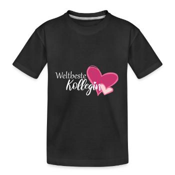 Weltbeste Kollegin Herz - Kinder Premium Bio T-Shirt - Schwarz - Vorne