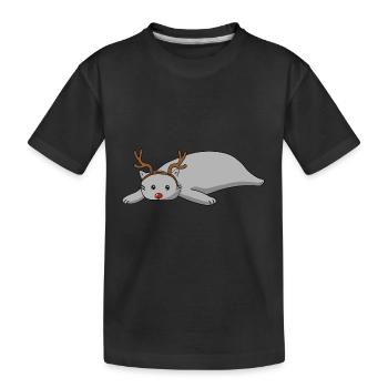 Cat Reindeer Costume Christmas - Kids' Premium Organic T-Shirt - black - Front