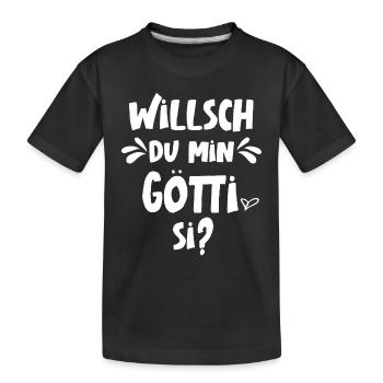 Willsch du min Götti si Patenonkel Schweiz Taufe - Kinder Premium Bio T-Shirt - Schwarz - Vorne