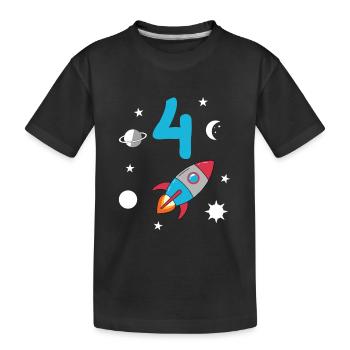 Fusée et espace 4e anniversaire - T-shirt bio Premium Enfant - noir - Devant