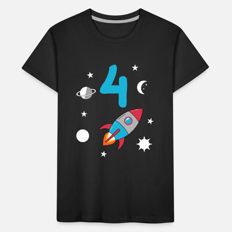 4th birthday rocket and space Kids' Premium Organic T-Shirt