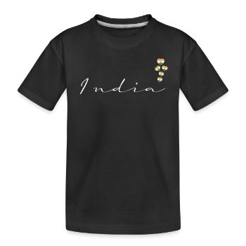India - Kids' Premium Organic T-Shirt - black - Front