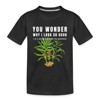 JE SUIS UN BUVEUR SECRET DE THÉ AU GINGEMBRE Ingwertee Ingwer - T-shirt bio Premium Enfant - noir - Devant