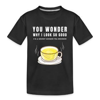 JE SUIS UN BUVEUR SECRET DE THÉ AU GINGEMBRE Ingwertee Ingwer - T-shirt bio Premium Enfant - noir - Devant